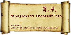 Mihajlovics Anasztázia névjegykártya
